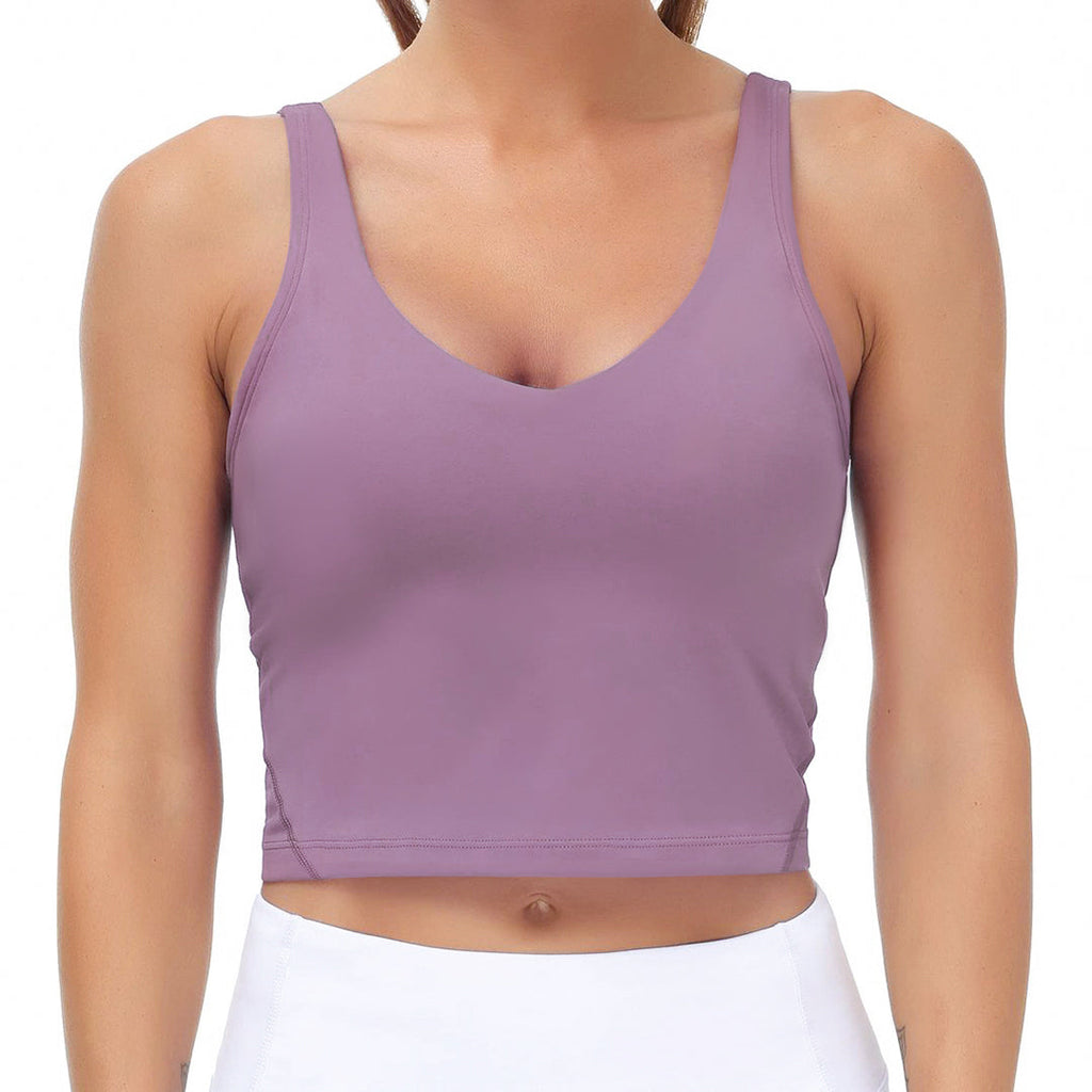 Women's Longline Sports Bra - Wirefree Padded Support Yoga Bras