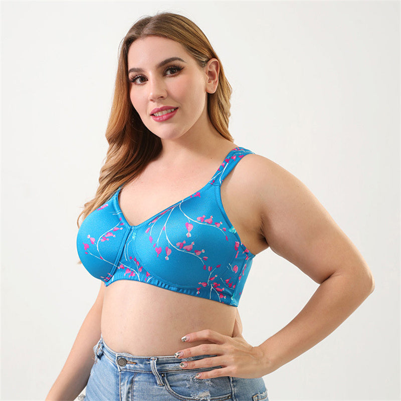 Blue Printed Wide Strap Bra
