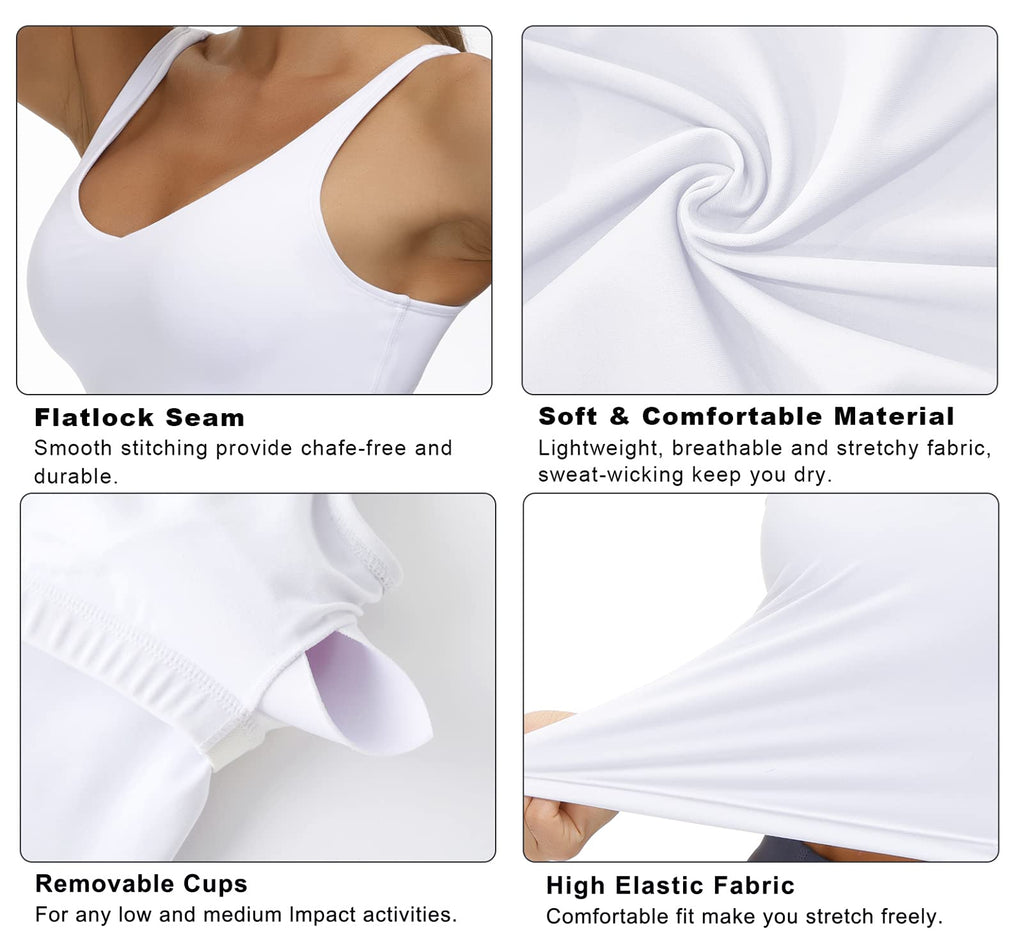 Women's Longline Sports Bra - Wirefree Padded Support Yoga Bras