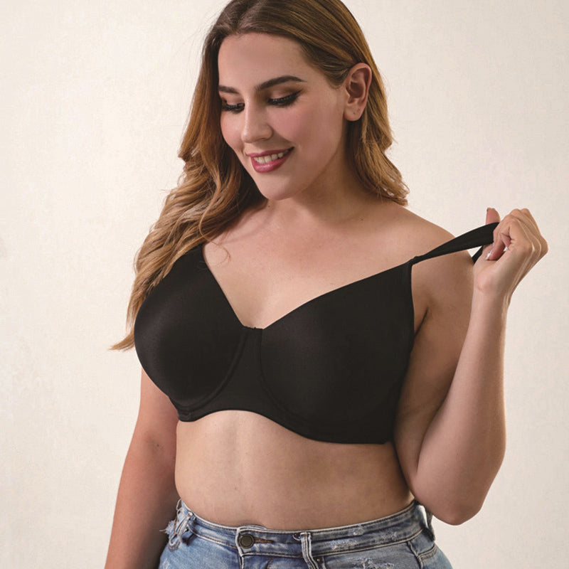Solid Push-Up Wide Straps Bra