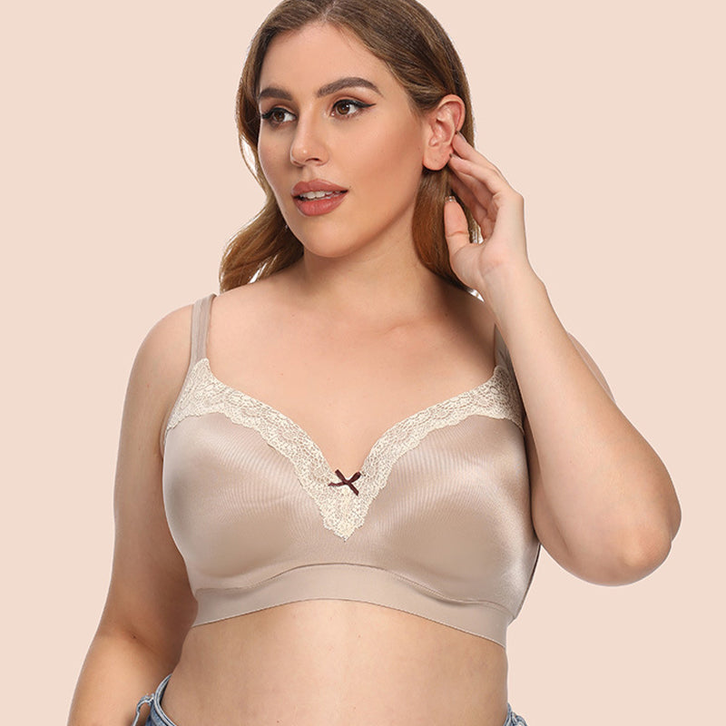 Glossy Lace Trim Full Cup Bra