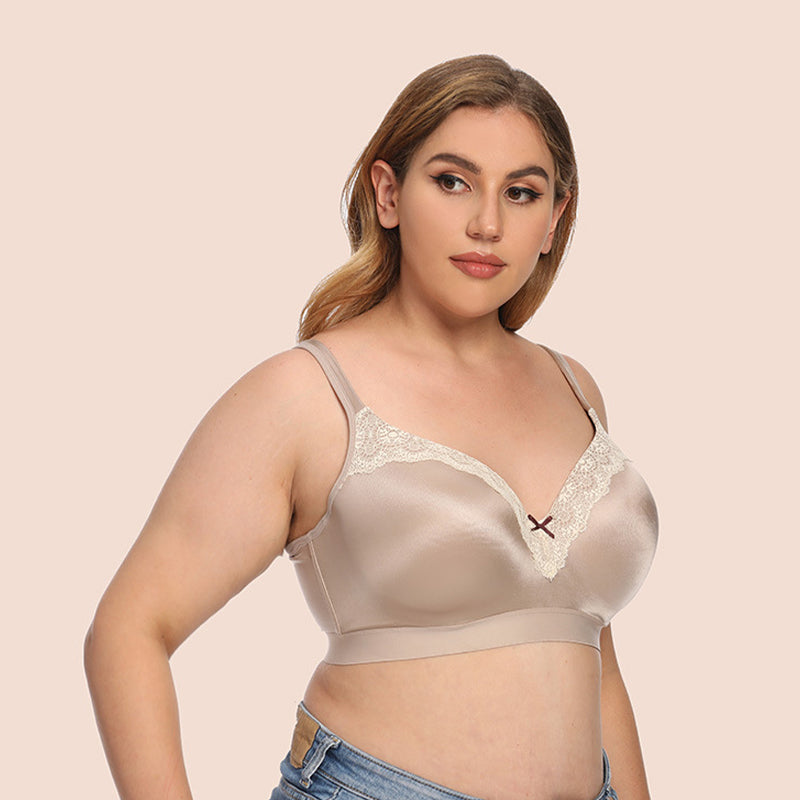 Glossy Lace Trim Full Cup Bra