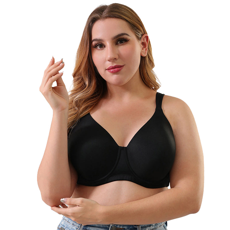 Solid Push-Up Wide Straps Bra