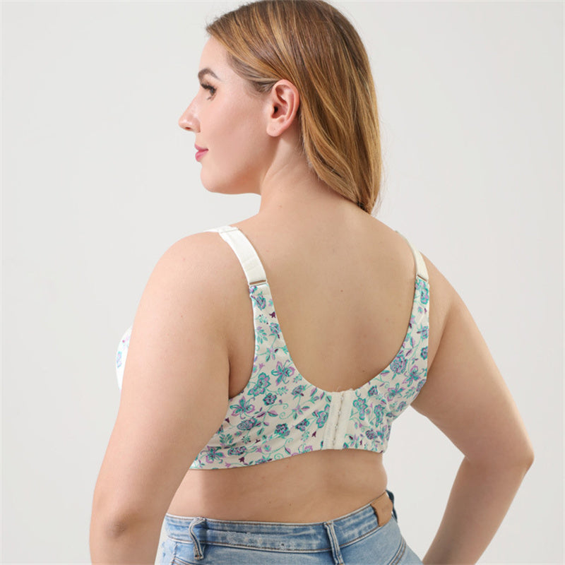 White Print Unwired Seamless Bra
