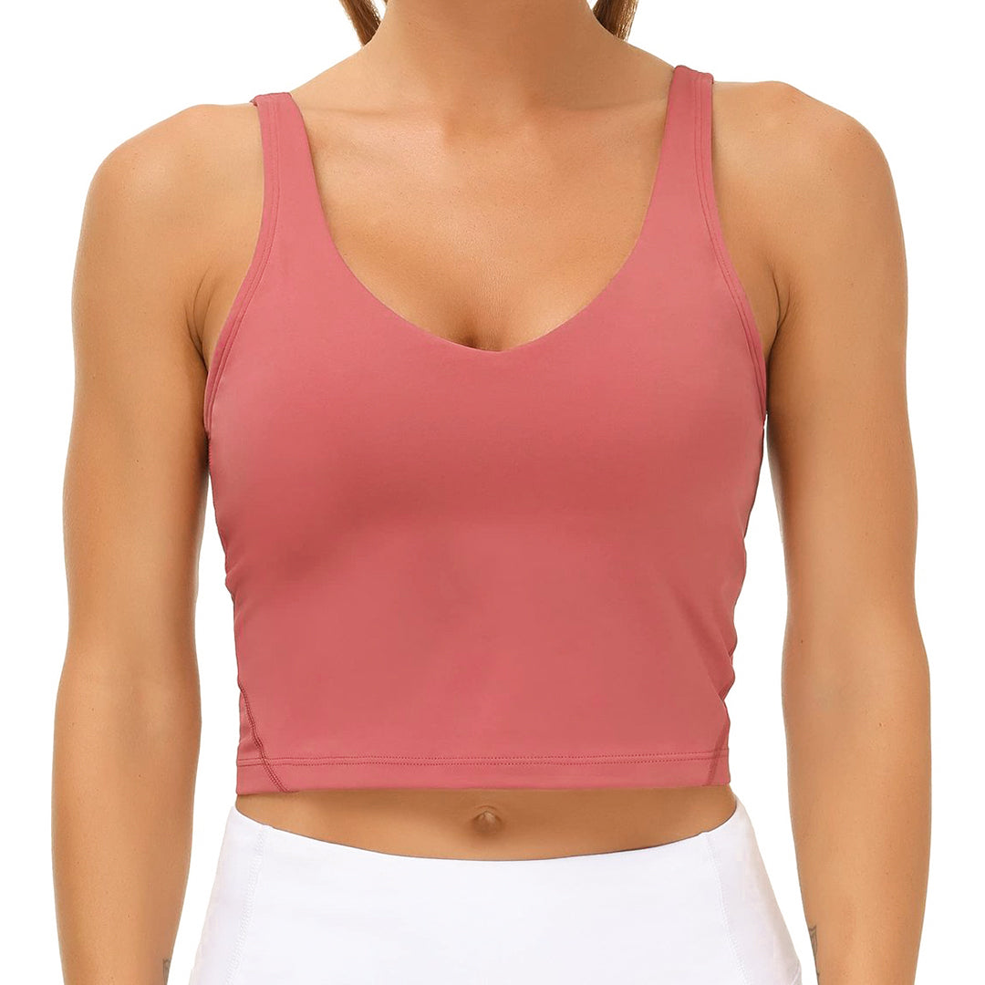 Women's Longline Sports Bra - Wirefree Padded Support Yoga Bras
