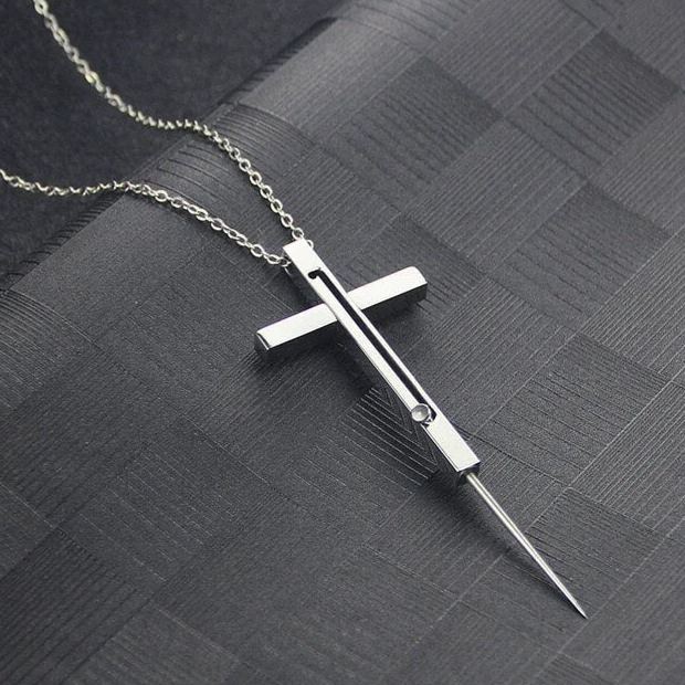 Steel Cross EDC Pendant Necklace