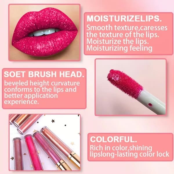 Pearlescent shimmering lip gloss