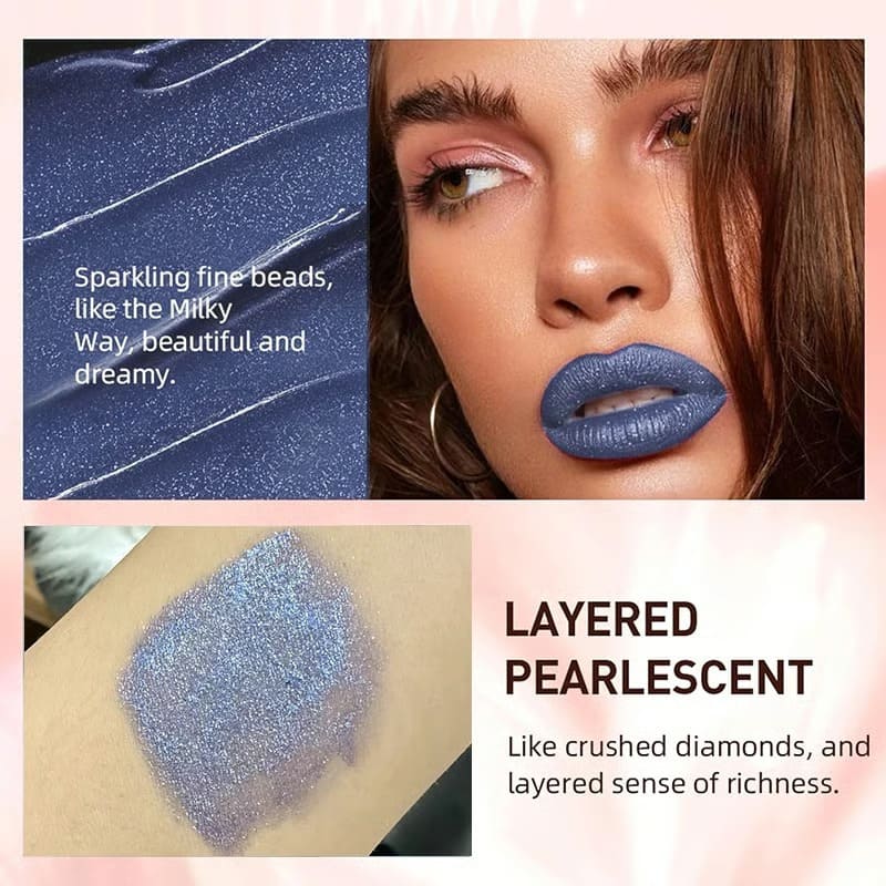 Pearlescent shimmering lip gloss