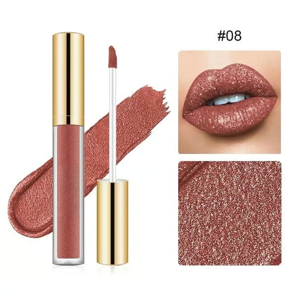 Pearlescent shimmering lip gloss