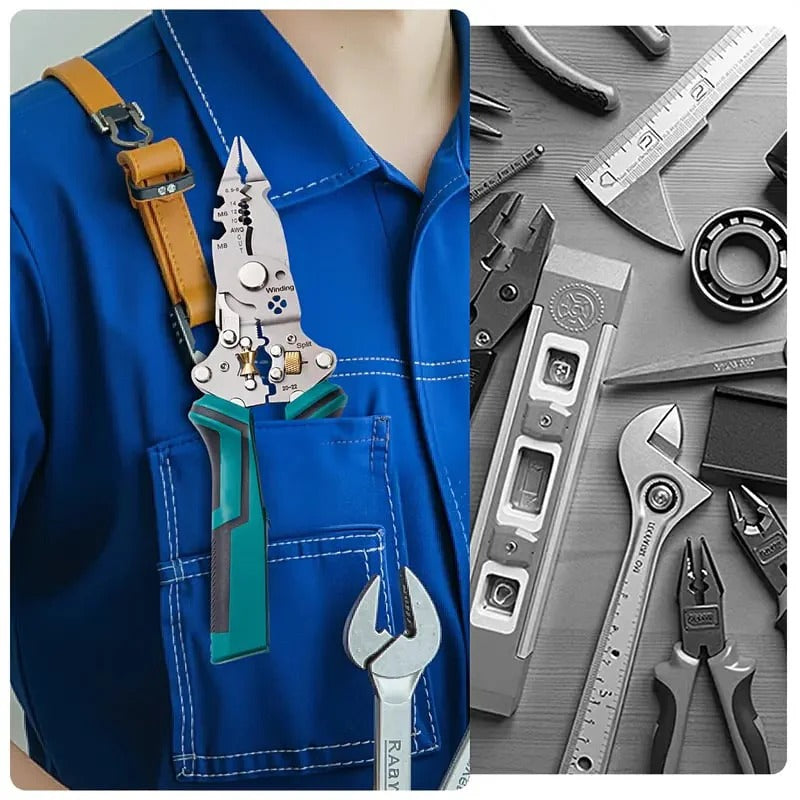 Foldable electrical wire stripping pliers