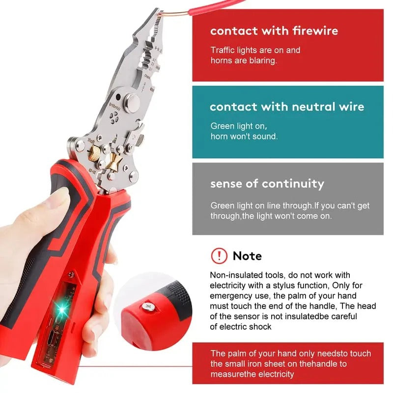 Foldable electrical wire stripping pliers