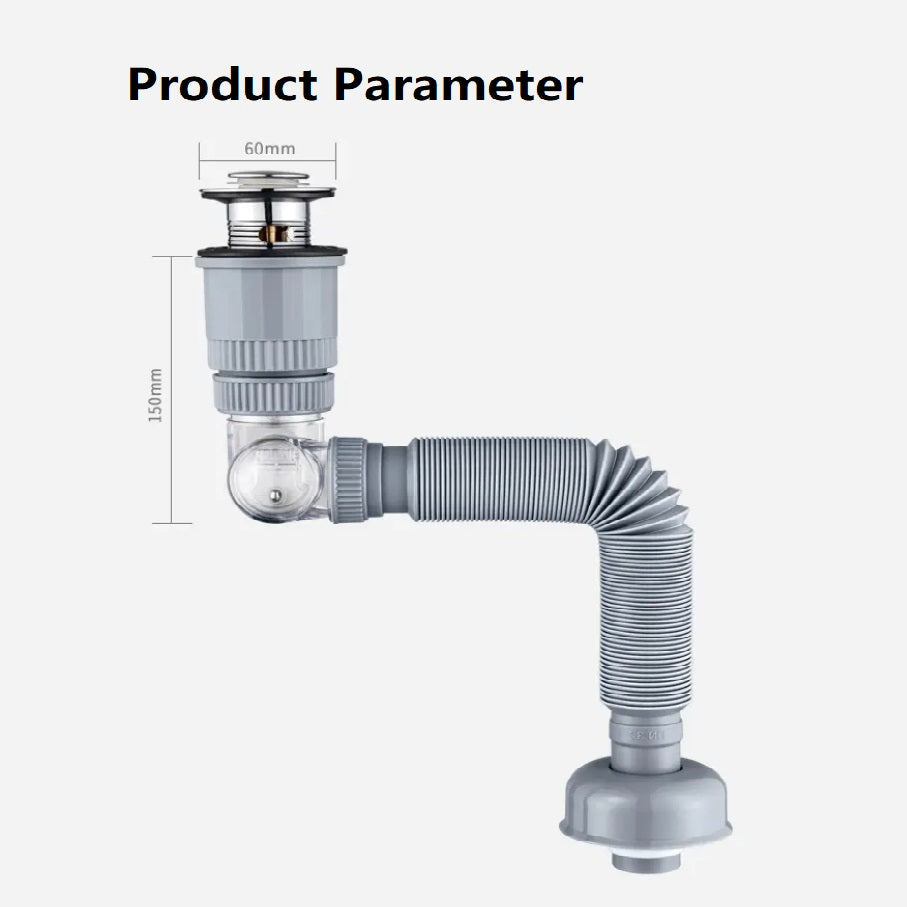Sink Drain Flexible P-Trap with Anti-odor Check Valve